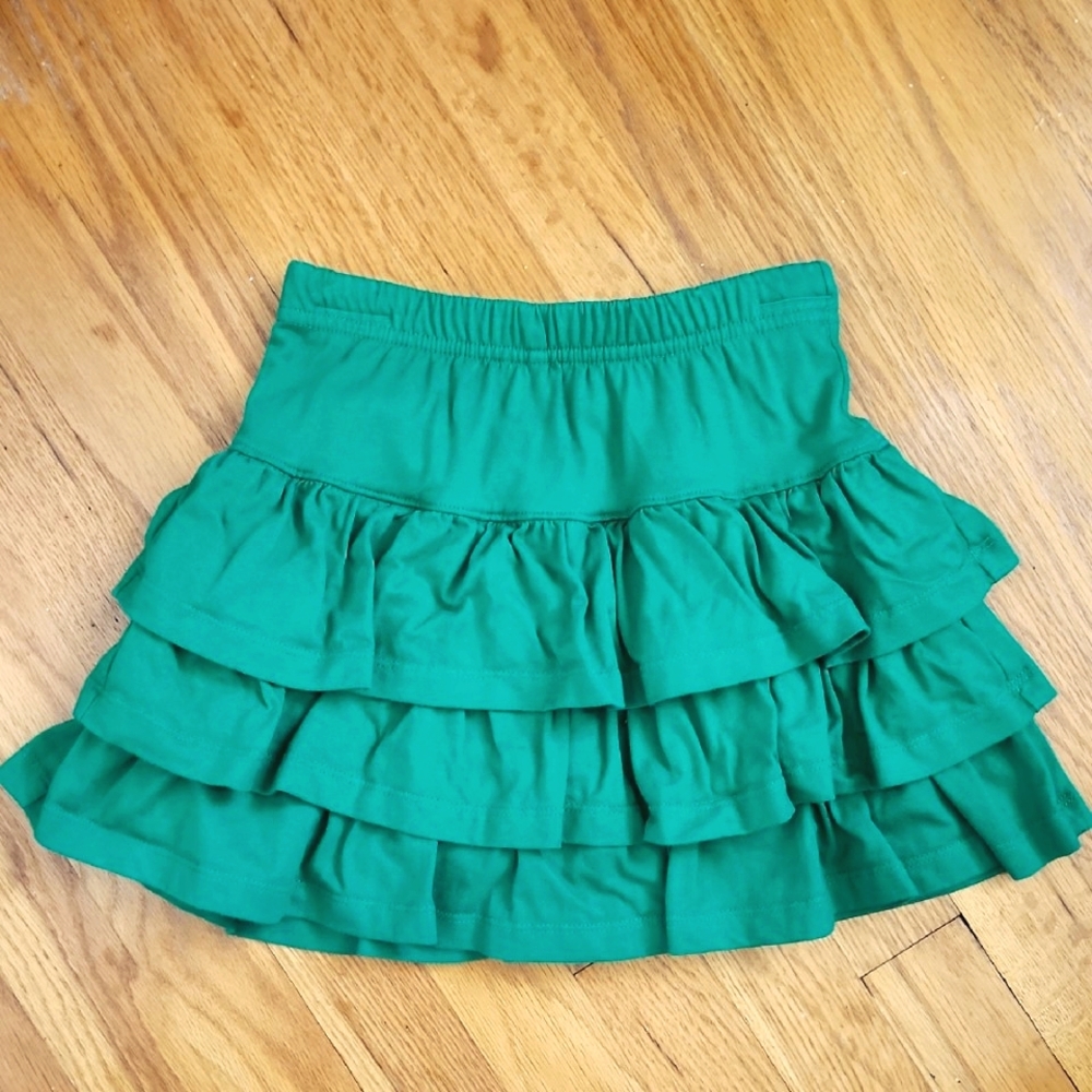 Hanna Andersson Vibrant Green Ruffled Skirt Skort Size 6/7